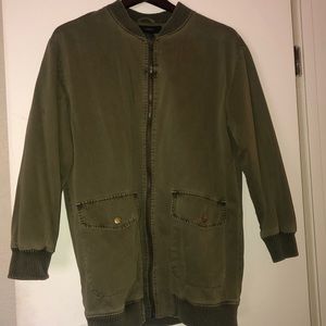 Long olive green jacket
